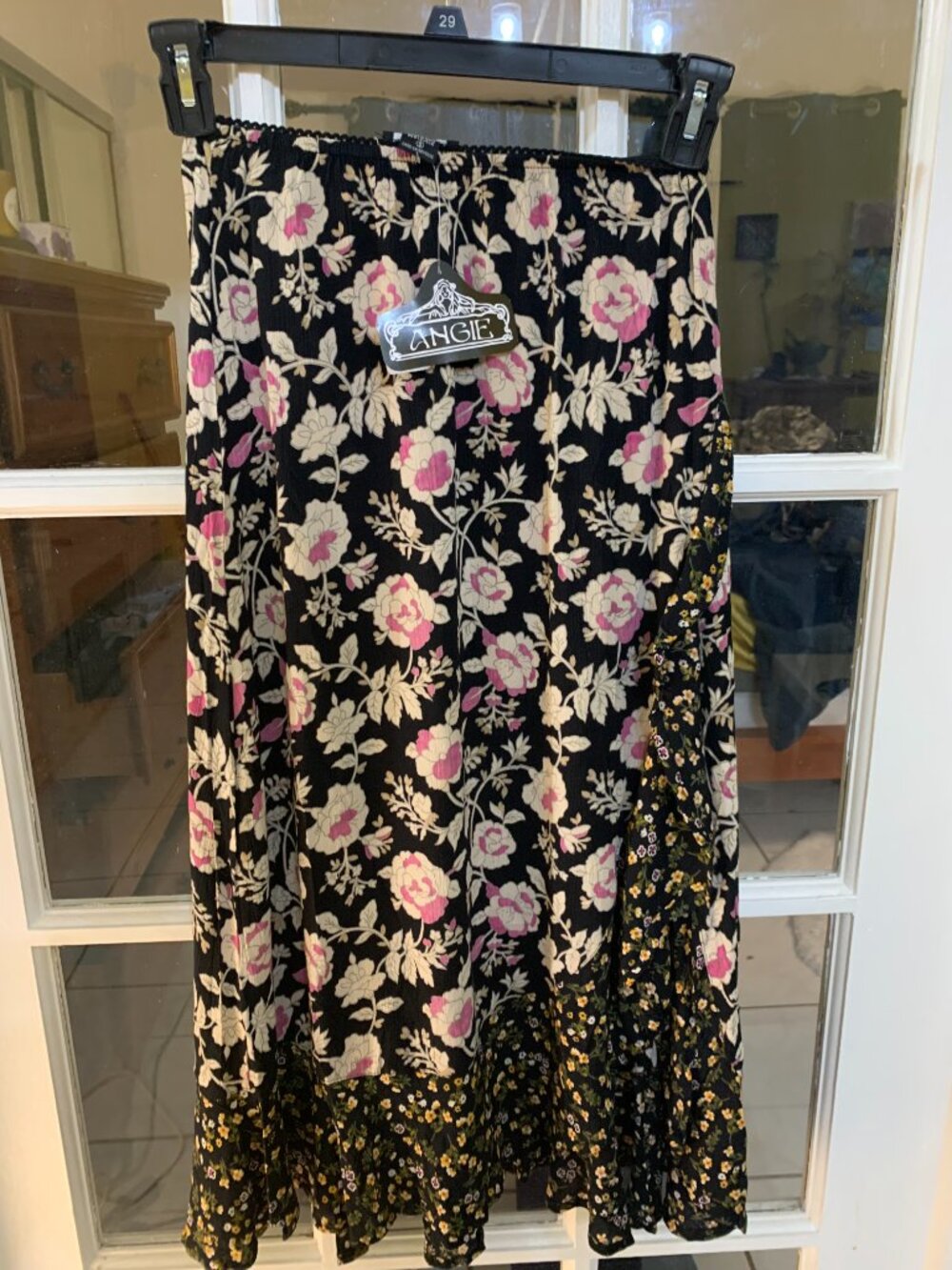 Angie Rayon Floral Boho Tiered Midi/Maxi Skirt - Made in India